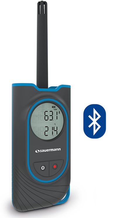 Thermo-hygromètre portable - sonde attachée - 0-100%HR, -20-+60°C - Bluetooth, app smartphone