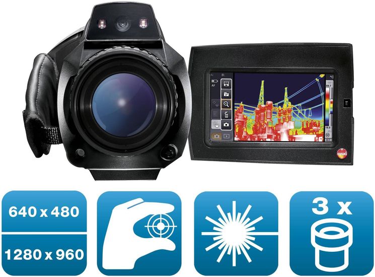 Caméra thermique 640x80 - <40mK - objectif au choix - écran/objectif orientable - laser, image visible, focus manuel et auto - CNPP