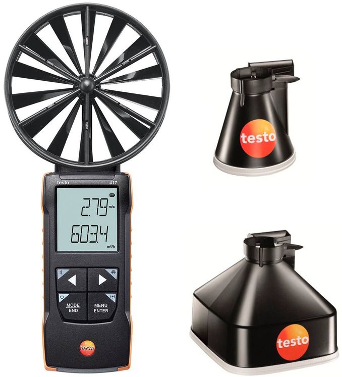 Anémomètre à hélice diam.100 mm - 0,3 à 20 m/s - KIT 2 cônes - Bluetooth, iOS, Android