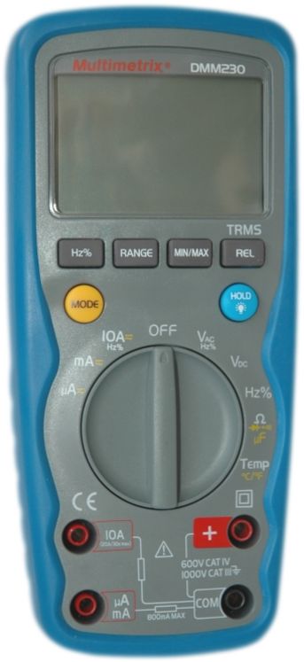 Multimètre numérique portable TRMS avec température 6000 points, 0.09%, 1000V/10A AC/DC