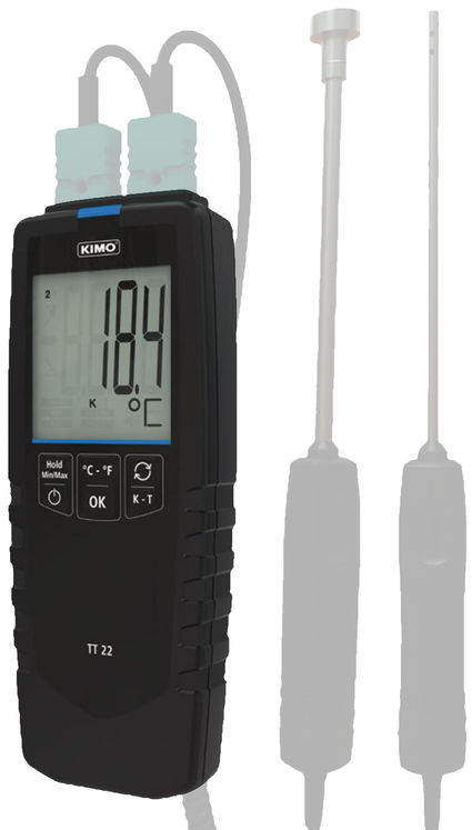Thermomètre pour sonde thermocouple K et T ,2 voies (-200 à +1300°C), écran 1 ligne - (Sondes non fournies)