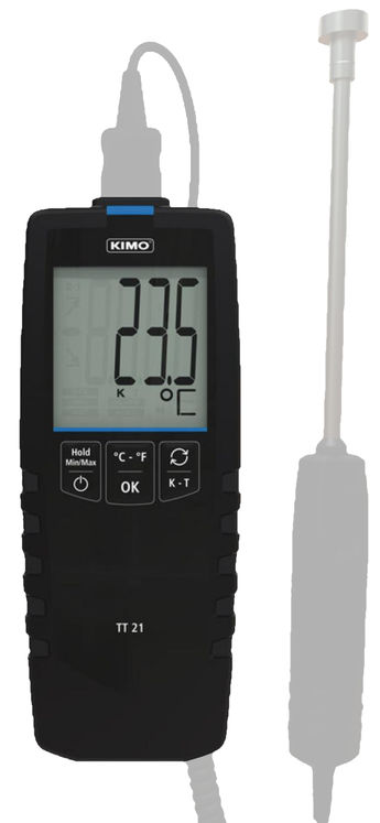 Thermomètre pour sonde thermocouple K et T ,1 voie (-200 à +1300°C), écran 1 ligne (Sonde non fournie)