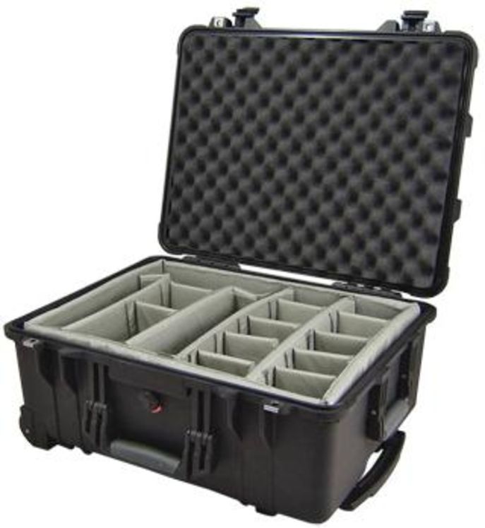 Valise trolley rigide type PELI™ case, 560x455x265 mm, avec kit de cloisons mobiles