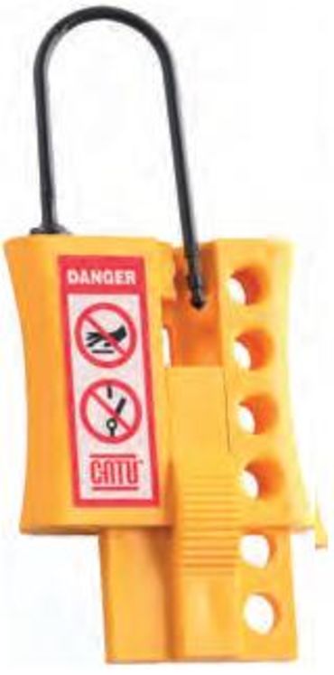Condamnateur multiple non-conducteur, anse 46mm, diam.3mm, étiquette "danger", pour 4 cadenas max.