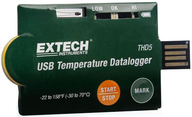 Enregistreurs de température à usage unique, -30 à +70°C, USB, IP65 - Pack de 10