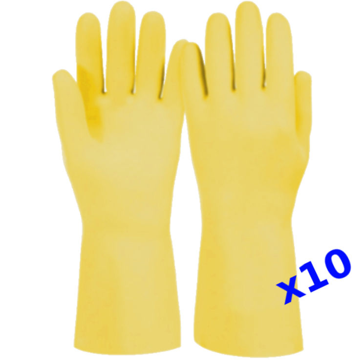 Lot de 10 paires de gants en latex naturel, Taille 6-7