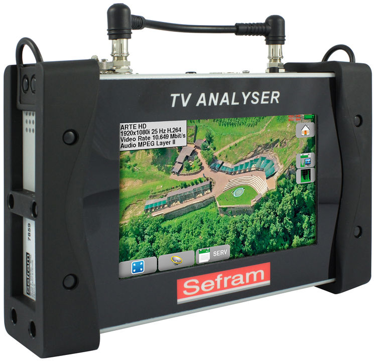 Mesureur de champs TV DVB-C/C2,DVB-T/T2,DVB-S/S2/S2X, SD & HD, écran 7 pouces tactile, fibre optique