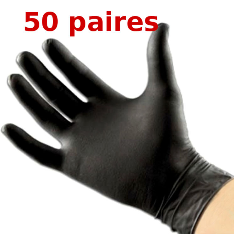 Lot de 50 paires de gants en nitrile - taille au choix, couleur selon arrivage