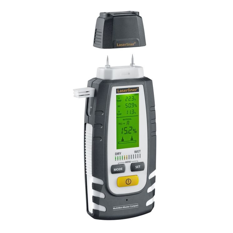 Humidimètre combiné à pointes et sans contact, 0-90%, 30mm, choix des matériaux + thermo-hygromètre, Bluetooth