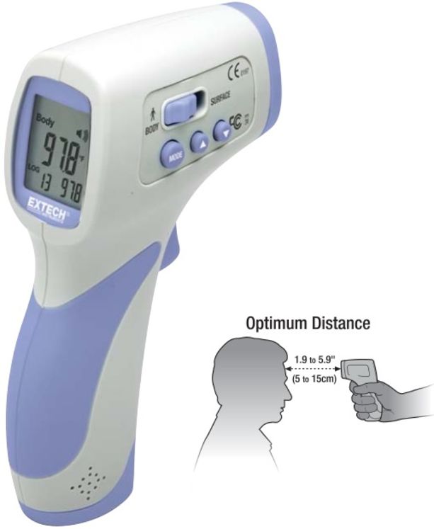 Thermomètre infrarouge frontal sans contact- spécial température du corps humain (32 à 42.5°C), détection de fièvre, maladies, virus...