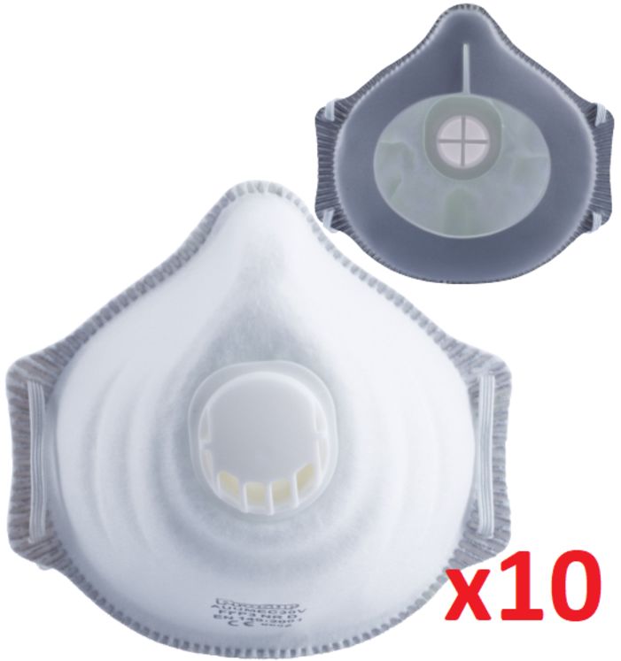 BOITE DE 10 - Demi-masque FFP3 NR D avec soupape - préformé - élastique réglable